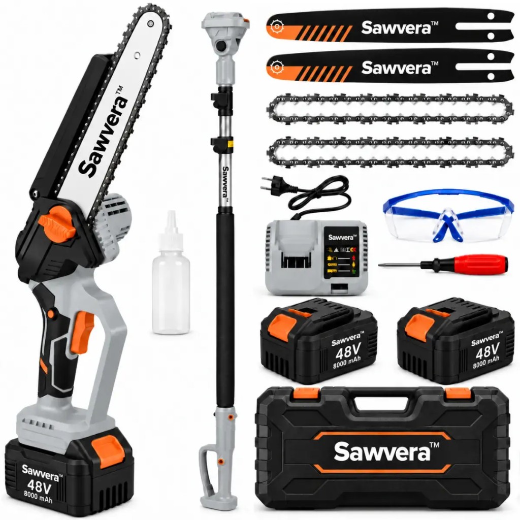 Kit completo Sawvera con batterie, catene e valigetta