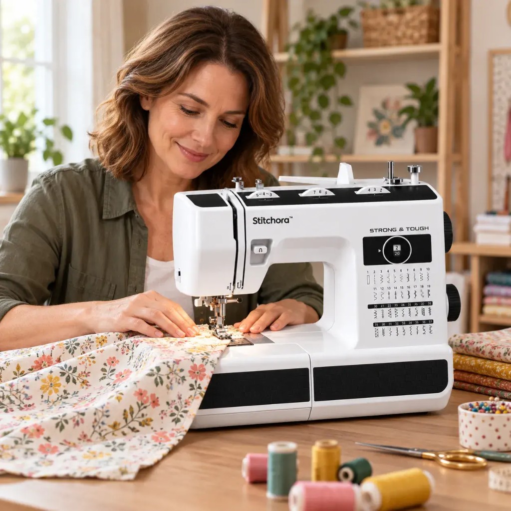 Žena šije doma se Stitchora™